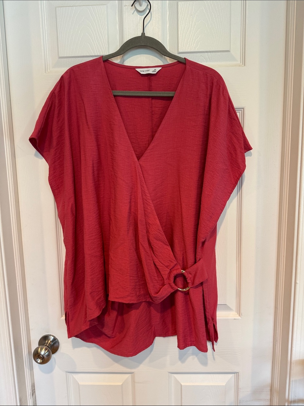 Nine West Surplice Wrap Top with Waist Ring